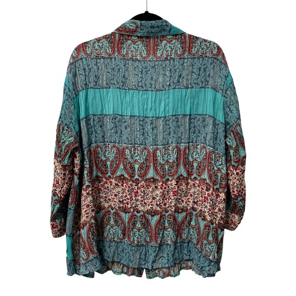 CATO BLOUSE COLORFUL PAISLEY FLORAL LIGHTWEIGHT BUTTON UP SIZE 18/20W ARTSY BOHO - Picture 2 of 6